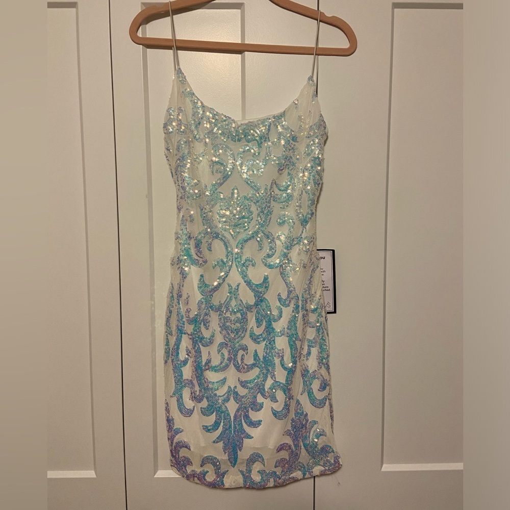 White Mini Sequin Dress